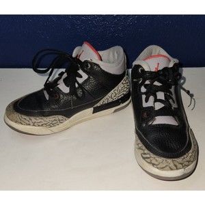 Nike Air Jordan 3 Black Cement Shoes 429487 021 Youth Sz 13C 2017